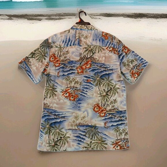 Hawaiian Tropical Men's Button Front Shirt Medium Colorful Floral multicolor Top - Picture 10 of 11